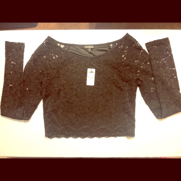 Express Tops - NEW Express Black Lace Crop Top - M